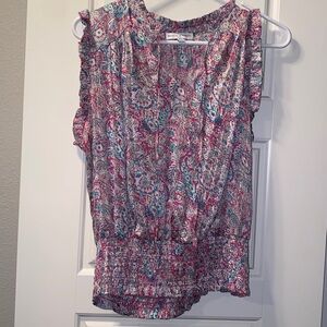 Maison D'Amelie women's smocked waisted paisley flowy blouse